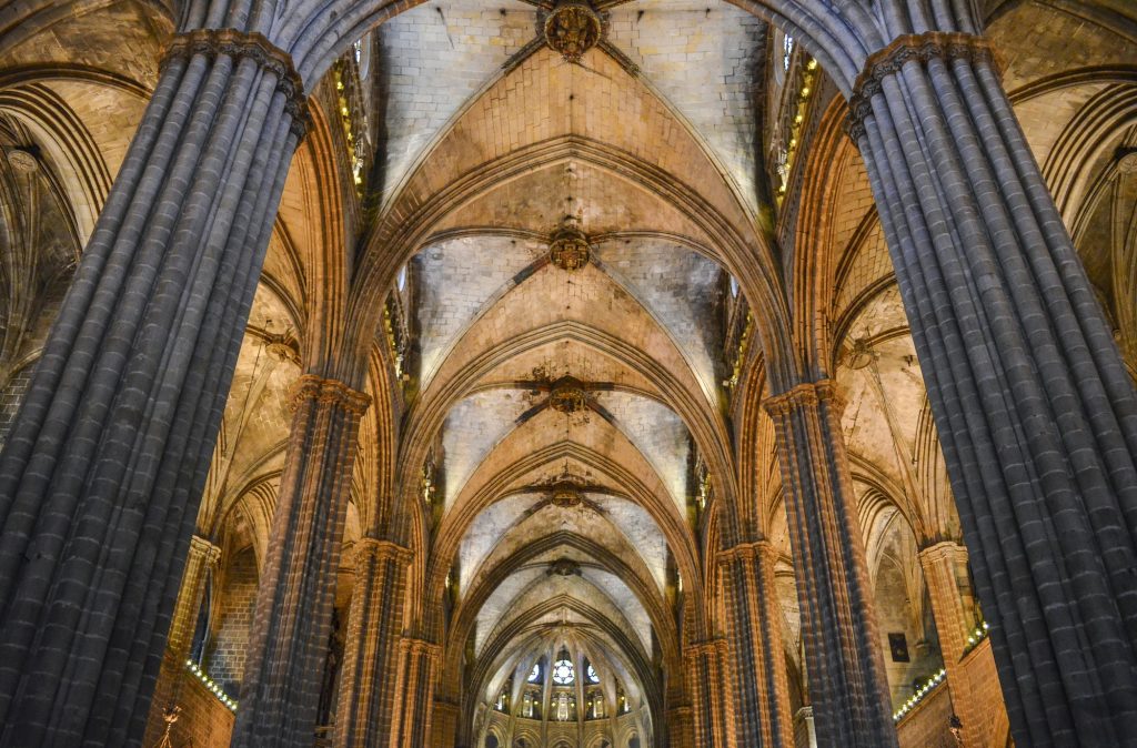 Interior view of vaulting, Cathedral of the Holy Cross and Saint Eulalia